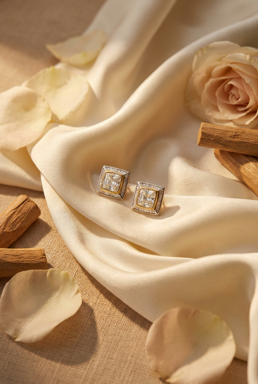 Polki Baguette Studs