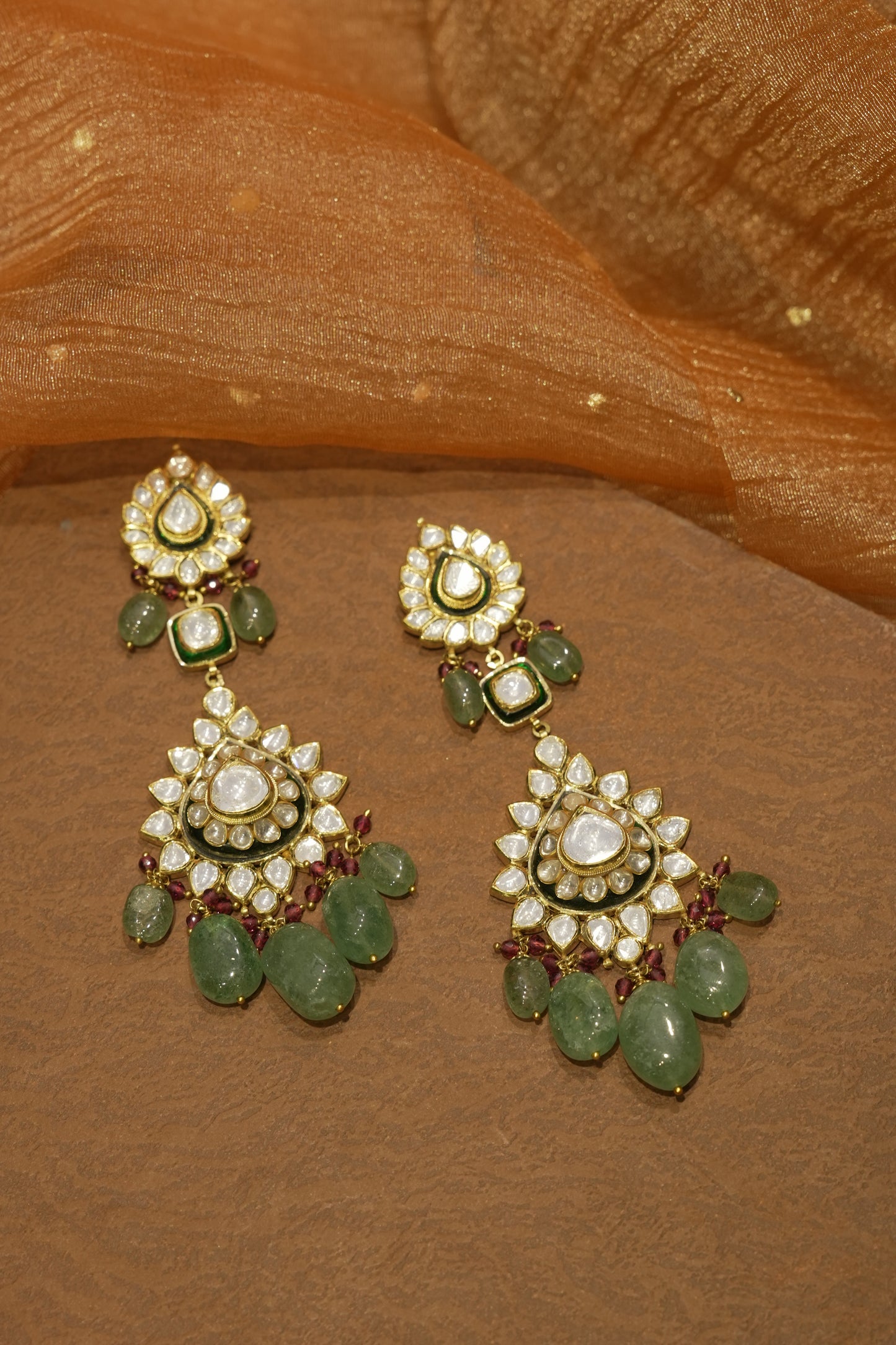 Green Polki Earrings