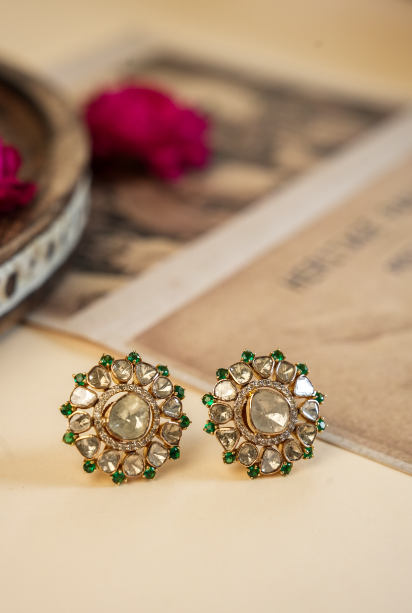 White Polki Studs