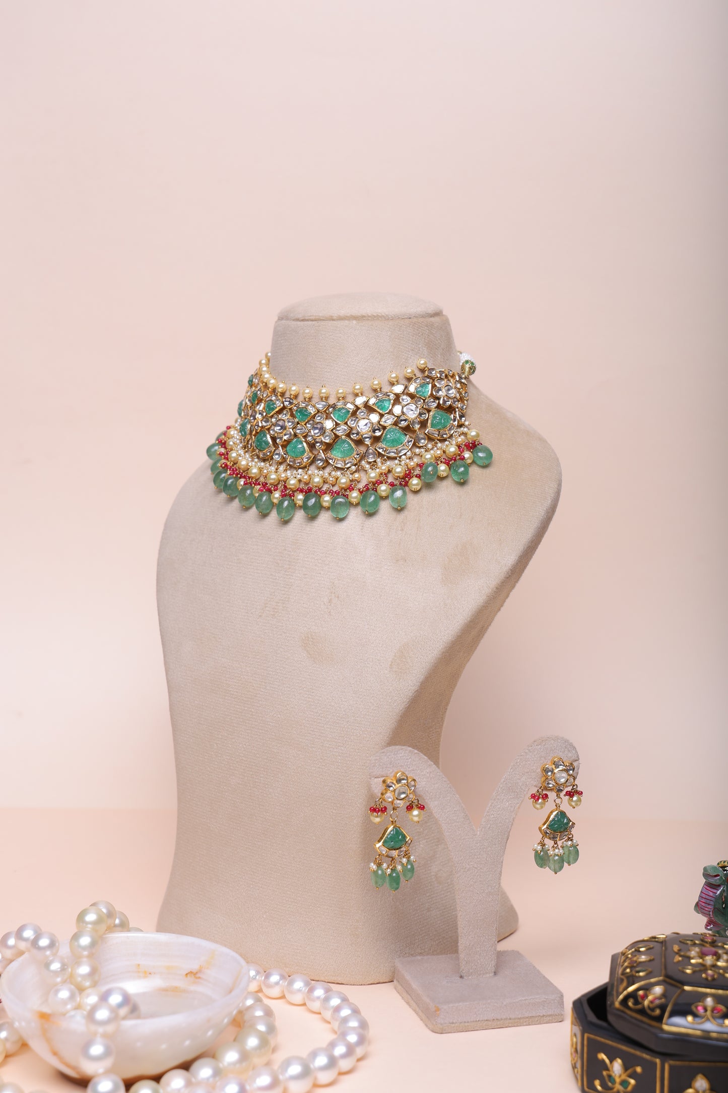 Bridal Green Polki Set