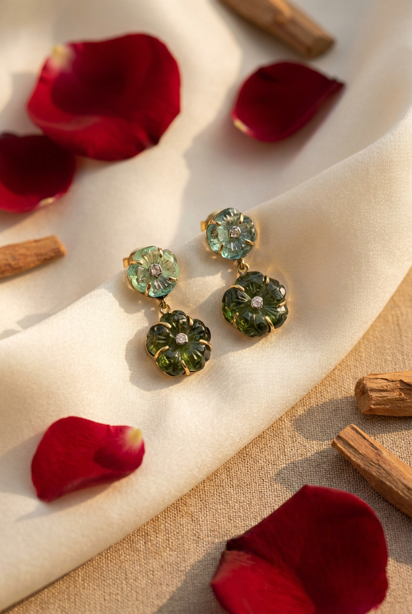 Green Stone Studs