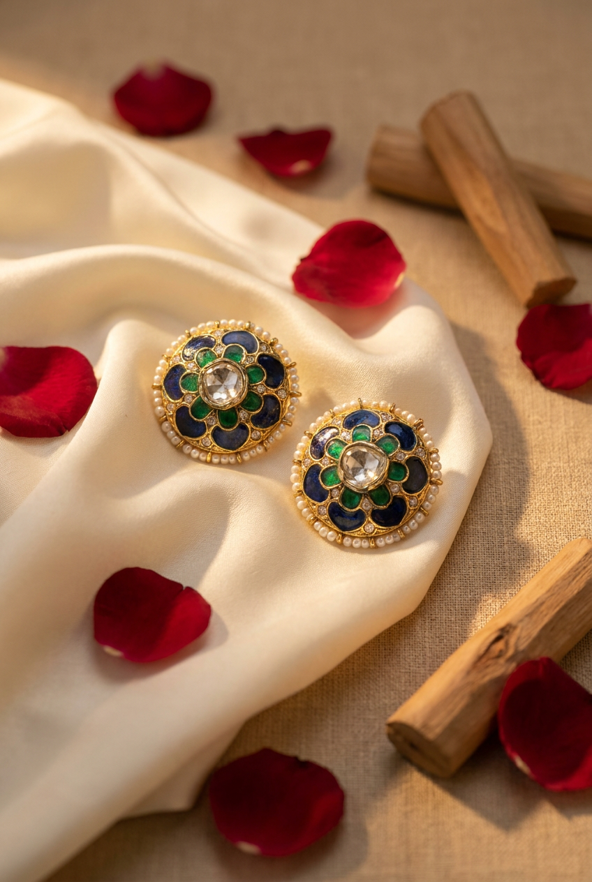 Phool Meenakari Studs