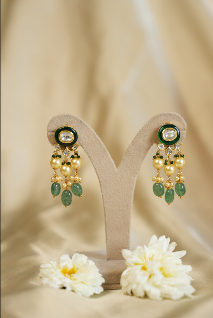Green Polki Earrings