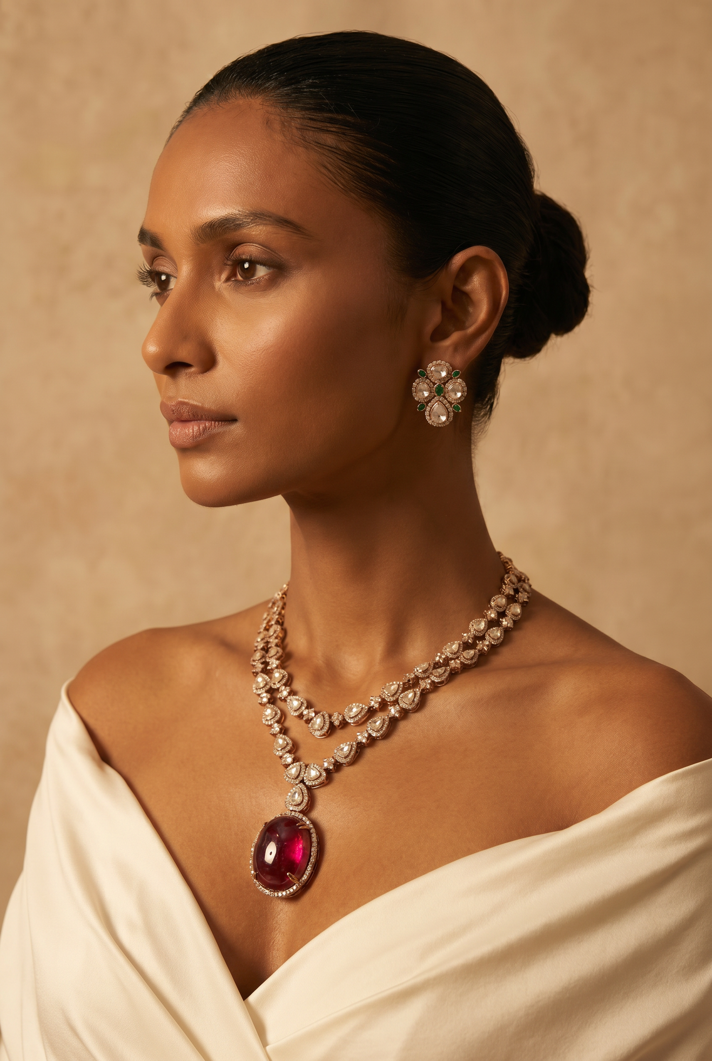 Tourmaline Open Polki Necklace