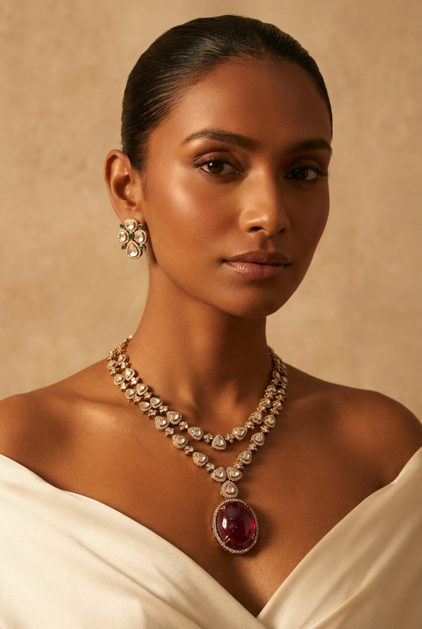 Tourmaline Open Polki Necklace