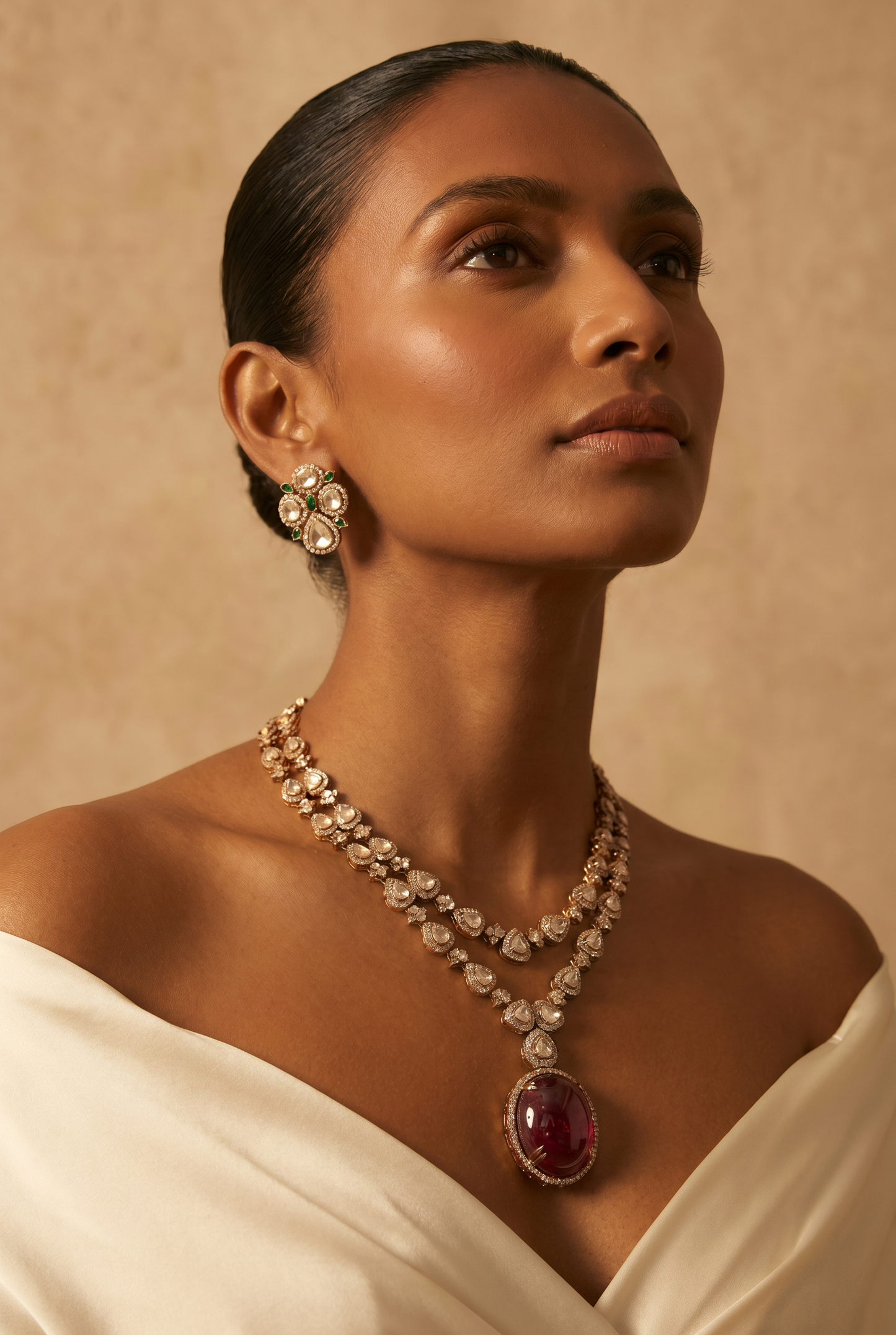 Tourmaline Open Polki Necklace